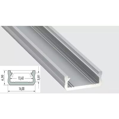 U-profil alu LUMINES D 16x6mm 2m