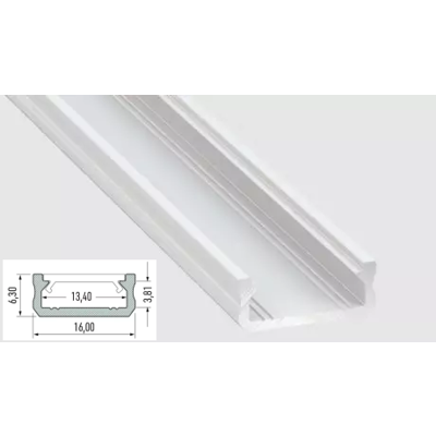 U-profil vit  LUMINES D 16x6mm 2m