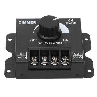 PWM Dimmer Black, Input 12-24Vdc, Output Max 30A
